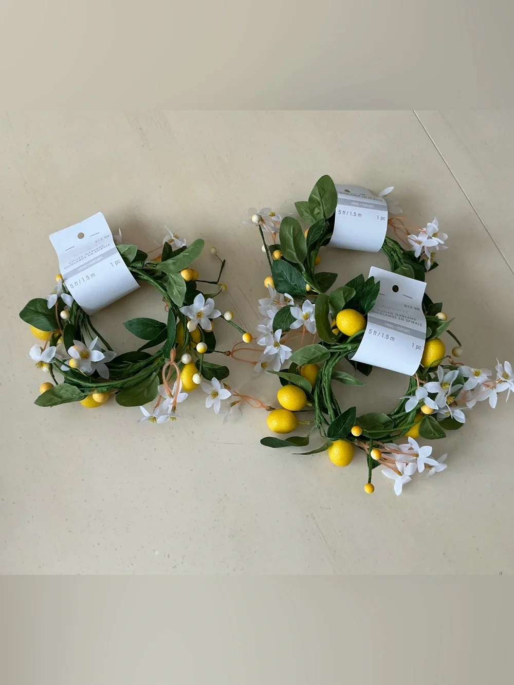 3 NWT Lemons Flowers & Leaves Garlands 🍋 🍃